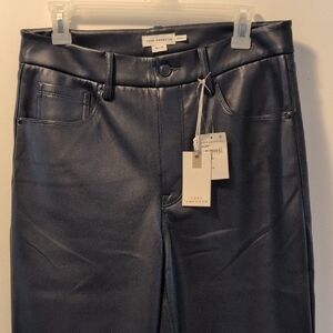 Good American Faux-Leather Straight-Leg Trousers in Dark Blue